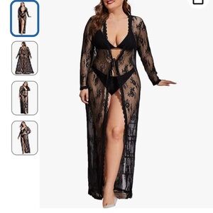2/$20 Black Lace Sheer Long Robe. NWOT